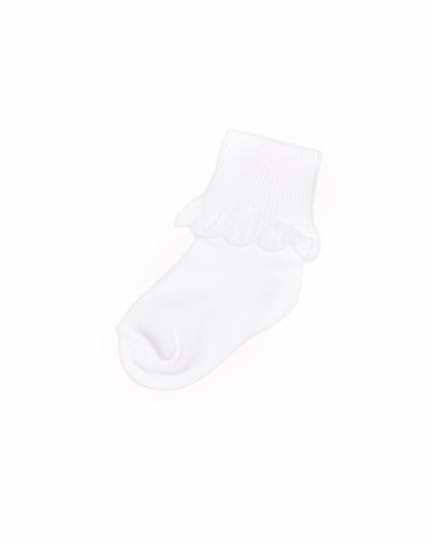 Turncuff With Crochet Edge White Socks