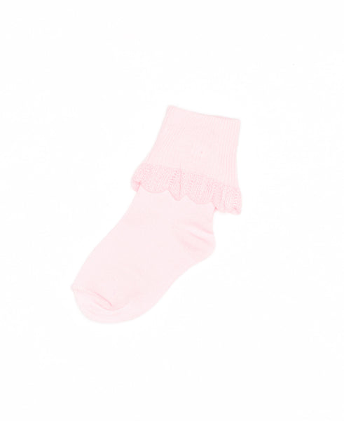 Turncuff With Crochet Edge Pink Socks