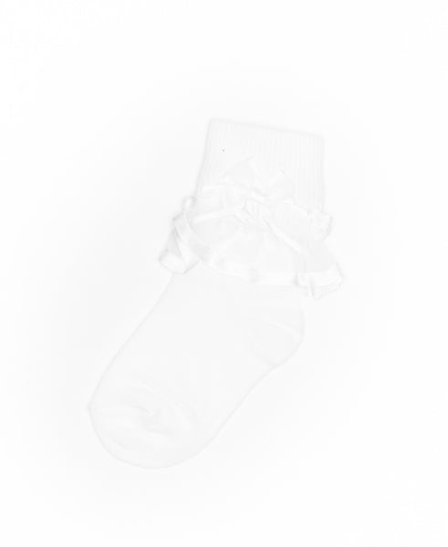 Sheer Ribbon & Bow Turncuff White Socks