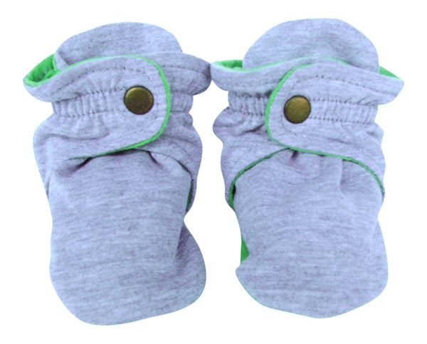 Infant Gray and Green Baby Booties