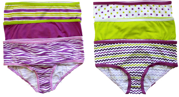 6-Pack Girls Zebra, Zig Zag, Polka Dots Hipsters
