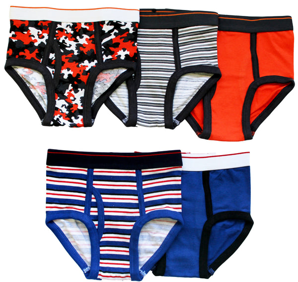 5-Pack Boys Camo, Stripes Underwear Briefs