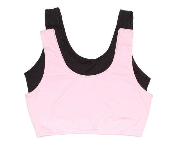 2-Pack Crop Bra with Built Up Straps Pink / Black