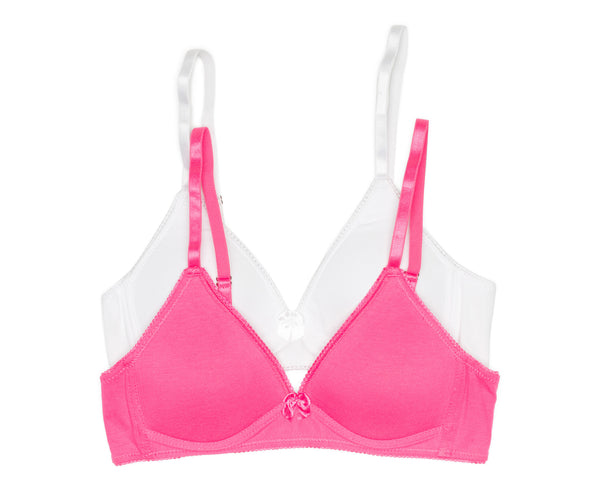 2-Pack Lightly Lined Wirefree Cotton Bra Pink / White